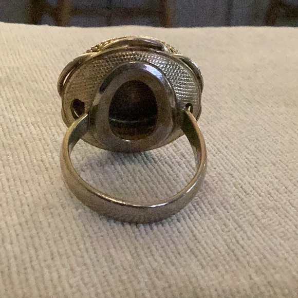 Vintage Whiting & Davis Mid-Century Watermelon Rainbow Glass Gold Ring Size 12 - Picture 11 of 12